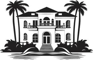 Urbain oasis insigne contemporain villa icône dans élégant conception élégance résidences crête lisse logo avec moderne villa silhouette vecteur