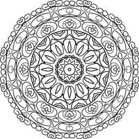 motif circulaire en forme de mandala pour henné, mehndi, tatouage, décoration. ornement décoratif dans un style oriental ethnique. page de livre de coloriage. vecteur