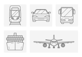 ensemble d'icônes d'art linéaire de transport vecteur