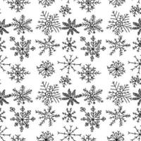 motif transparent noir et blanc avec des flocons de neige vecteur
