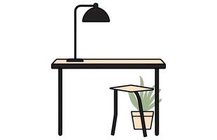 patio zone café et jardin meubles table vecteur, patio bureau illustration vecteur