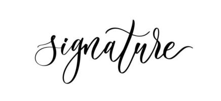 Signature. orthographe de calligraphie élégante ondulée pour la décoration de l'invitation de mariage. vecteur