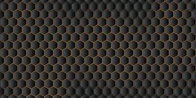 hexagonal noir Contexte avec Orange lumière vecteur