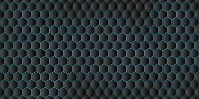 hexagonal noir Contexte avec bleu lumière vecteur