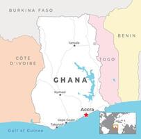 Ghana politique carte avec Capitale Accra, plus important villes avec nationale les frontières vecteur