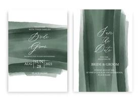 carte d'invitation de mariage conception de collection de style aquarelle vert marine, fond de texture aquarelle, brochure, modèle d'invitation. vecteur