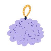 mignonne griffonnage de une baignoire éponge pour frotter et la lessive. violet une baignoire luffa pour spa procédures. branché douche laver chiffon. Facile main tiré clipart dans dessin animé plat style isolé sur blanc vecteur