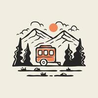 caravane camping aventure vecteur illustration conception pour impressions.