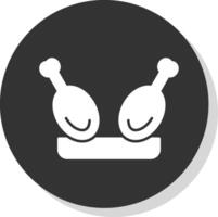 poulet glyphe gris cercle icône vecteur