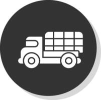 militaire un camion glyphe gris cercle icône vecteur