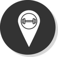 Gym emplacement glyphe gris cercle icône vecteur