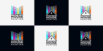 modèle de conception de logo de maison de peinture vecteur