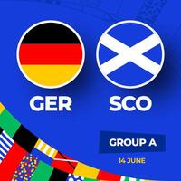 Allemagne contre Écosse Football 2024 rencontre contre. 2024 groupe étape championnat rencontre contre équipes intro sport arrière-plan, championnat compétition vecteur