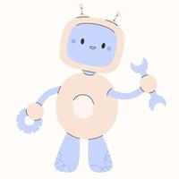 mignonne chatbot ai caractère.artificiel intelligence bavarder un service affaires concept.ai contenu Générateur. chatbot technologie, main tiré robot jouet mascotte. vecteur illustration eps dix