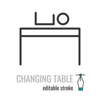 bébé en changeant table ligne icône. en changeant station salle de repos symbole. en changeant couches pictogramme. couche table signe. vecteur graphique illustration eps dix. modifiable accident vasculaire cérébral