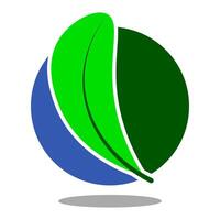 cercle la nature logo. bleu et vert. feuille. vecteur
