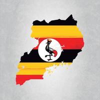 carte ouganda avec drapeau vecteur