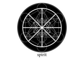 esprit symbole wicca alchimie icône, sacré géométrie, la magie logo conception de le spirituel signe. noir et blanc mandala isolé sur blanc Contexte vecteur