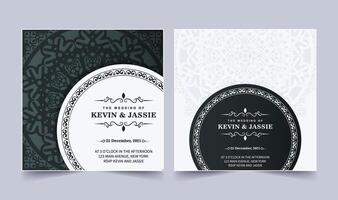 invitation de mariage élégante avec un design de style mandala vecteur