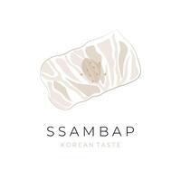 coréen ssambap ligne art illustration logo vecteur