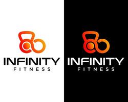 kettlebell et infini symbole aptitude sport logo conception. vecteur