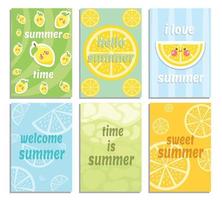 ensemble d'une jolie collection de cartes d'été de fruits de pastèque vecteur