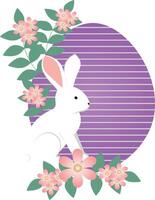 lapin papier bannière pour arrière-plans, avec Pâques Oeuf lapin et fleurs vecteur