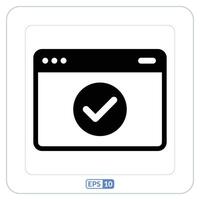 noir et blanc icône de une vérifier marque sur une ordinateur écran vecteur