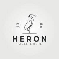 héron avec ligne art style logo ancien illustration conception, impression pour T-shirt, icône et symbole vecteur