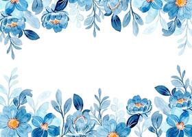 bleu floral frontière avec aquarelle vecteur