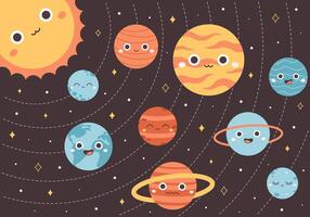 solaire système, espace. dessin animé planète personnages. Terre jour, enregistrer planète vecteur
