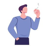 Hommes fumeur pose plat style illustration conception vecteur