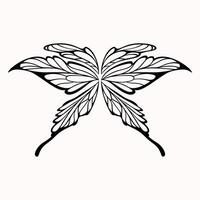 prime , détaillé ligne art tatouage de une paire de papillon ailes vecteur