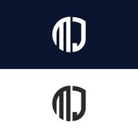 mj lettre logo vecteur modèle créatif forme moderne coloré monogramme cercle logo société logo grille logo