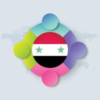 drapeau de la syrie avec un design infographique isolé sur la carte du monde vecteur