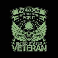 américain vétéran t chemise conception , vétéran jour, liberté combattant, patriotique graphique typographie t chemise conception vecteur