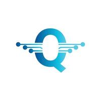 q lettre technologie logo, initiale q pour La technologie symbole vecteur