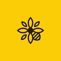 logo abeille fleur vecteur