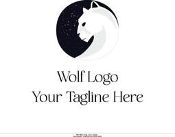 Loup logo, animal logo. illustration. minimaliste Loup dessin. Loup avec étoiles dans Contexte. étoilé Contexte. vecteur