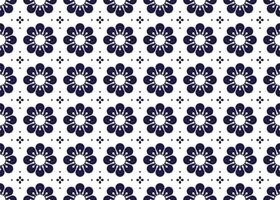 symbole géométrique foncé bleu fleurs sur blanc Contexte sans couture en tissu ethnique modèle pour tissu tapis fond d'écran emballage etc. vecteur