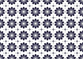 symbole géométrique foncé bleu fleurs sur blanc Contexte sans couture en tissu ethnique modèle pour tissu tapis fond d'écran emballage etc. vecteur