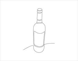 continu ligne dessin de du vin bouteille. un ligne de une bouteille de du vin. du vin bouteille continu ligne art. modifiable contour. vecteur