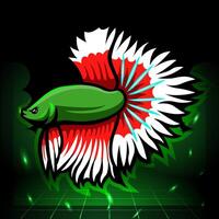 demi Lune betta poisson mascotte. esport logo conception vecteur