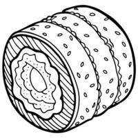 Sushi rouleau contour illustration coloration livre page ligne art dessin vecteur