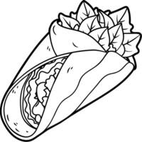 burrito numérique contour coloration page illustration vecteur