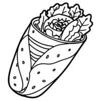 burrito numérique contour coloration page illustration vecteur