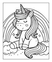 coloriage de licorne pour les enfants vecteur