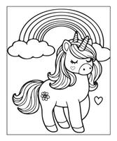 coloriage de licorne pour les enfants vecteur