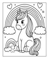 coloriage de licorne pour les enfants vecteur