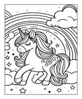 coloriage de licorne pour les enfants vecteur